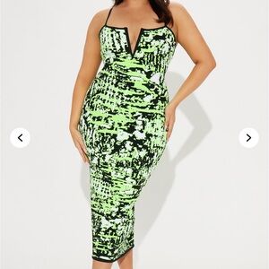 Neon Green Abstract Dress